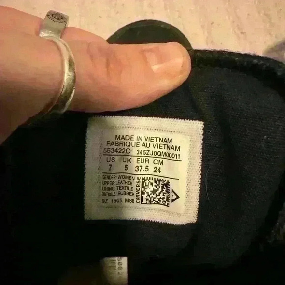 Black All Star High Top Leather Sneakers With Reflective Band - Picture 5 of 8